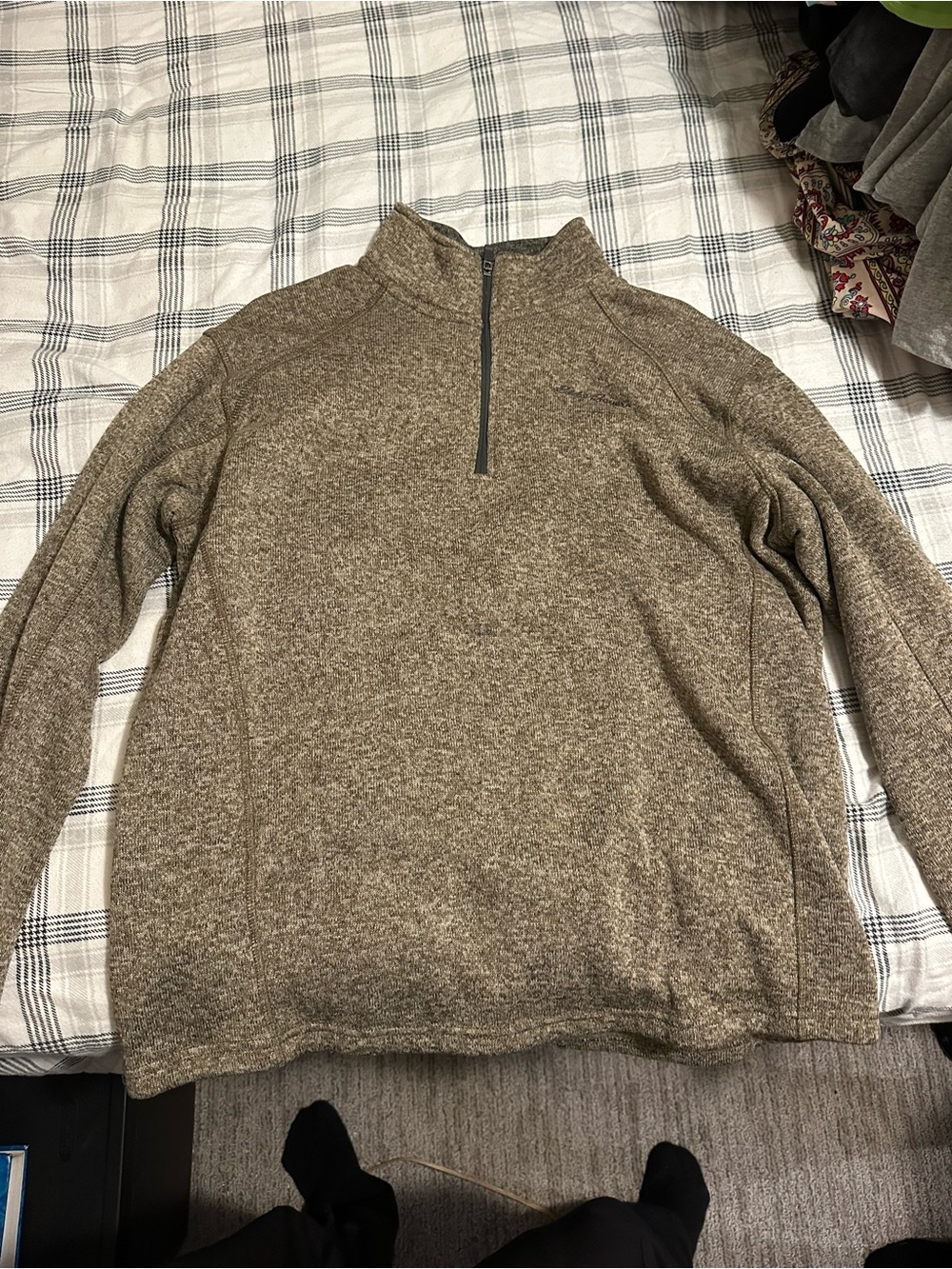 Eddie Bauer Men's Zip-Up Sweater in Heathered Brown